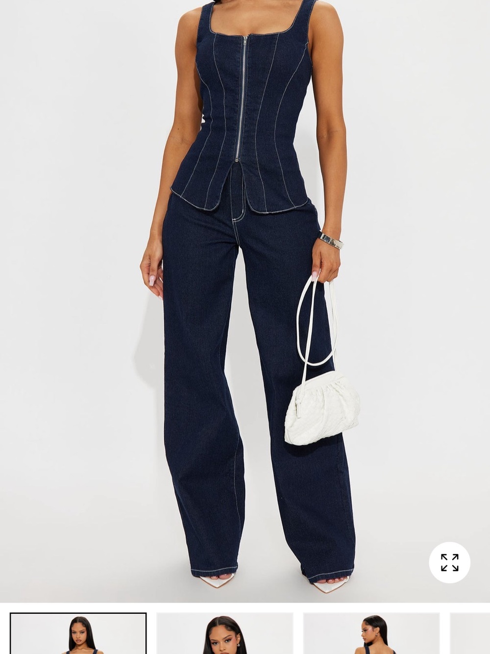 Fashion Nova Dark Blue Wide-Leg Jeans